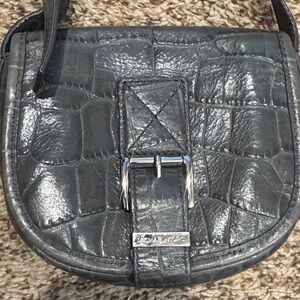 Michael Kors Elegant Gray Croc-Embossed Leather Bag crossbody about 6"